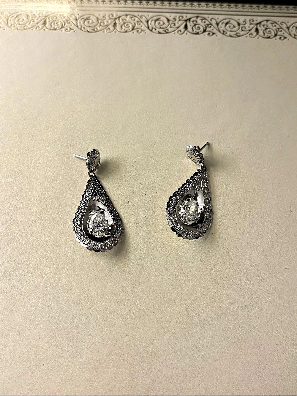 Teardrop Crystal Earrings in Sterling Silver